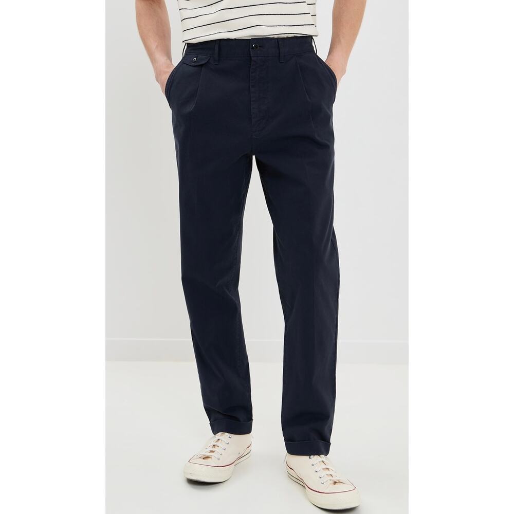 NWT Alex Mill Standard Pleated Chino Pants Navy Blue Size 36 Classic Tapered Fit